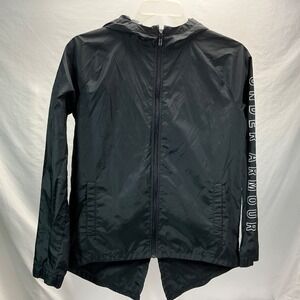 Under Armour Windbreaker Jacket Full‎ Zip Lightweight Running Black Loose S